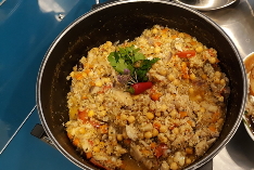 Quinoa de Bacalhau e Legumes, aromatizada com Funcho e Hortelã da Ribeira